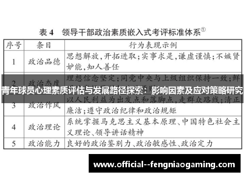 青年球员心理素质评估与发展路径探索:影响因素及应对策略研究 青年球员心理素质评估与发展路径探索:影响因素及应对策略研究
